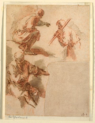 Drawing, Three Men, 1630–1640 by Unknown